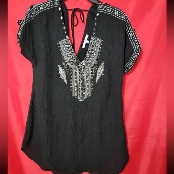 Blouse Black with Silver open in the back M - Picture 1 of 2